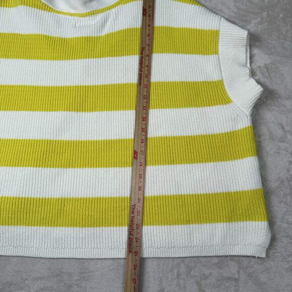 Maeve Anthropologie Yellow White Striped Oversized Knit Sweater Womens Size L - Picture 9 of 9